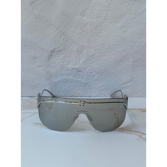 NEW Dolce Gabbana DG2320 Silver Mirror Shield Sunglasses $646 main image 5